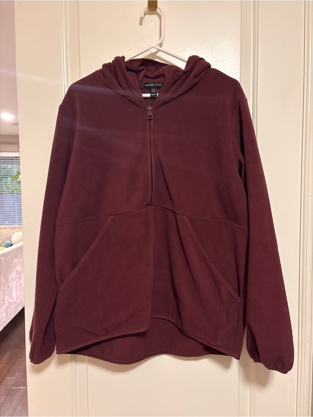 🧘 Women’s Beyond Yoga Half-Zip Hoodie Fleece Sweater - Burgundy 🧘♀️🧘♂️🧘